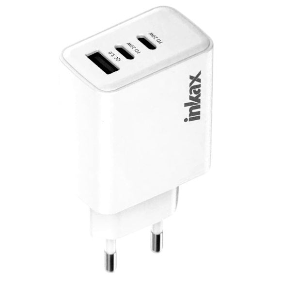 Cargador Inkax USB-A + 2xUSB-C 40W 3 Puertos Blanco