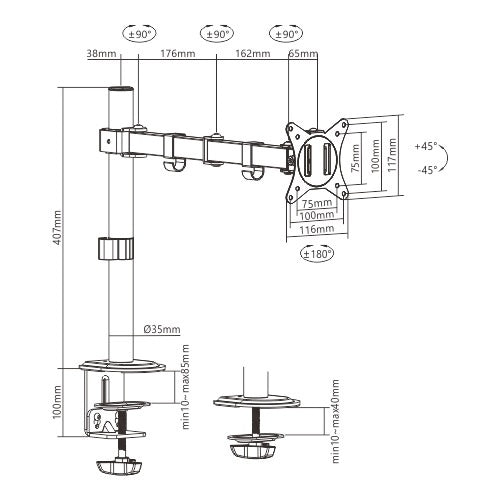 Soporte Brazo Articulado Monitor hasta 32'' 9kg