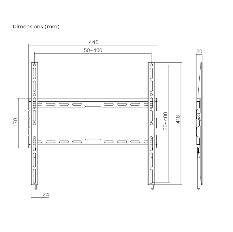 Soporte de pared Brateck fijo para TV hasta 75''