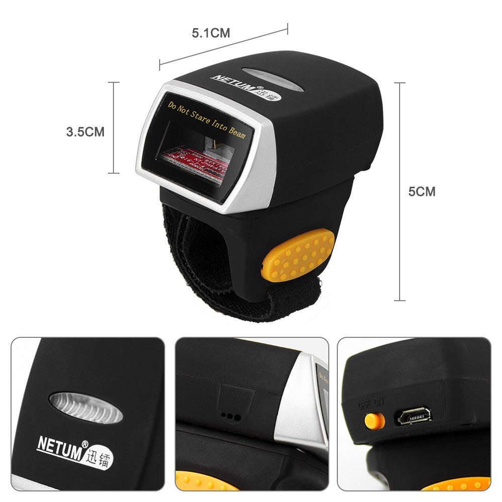 Lector de Código de Barras Netum NT-R2 2D Inalámbrico Tipo Anillo