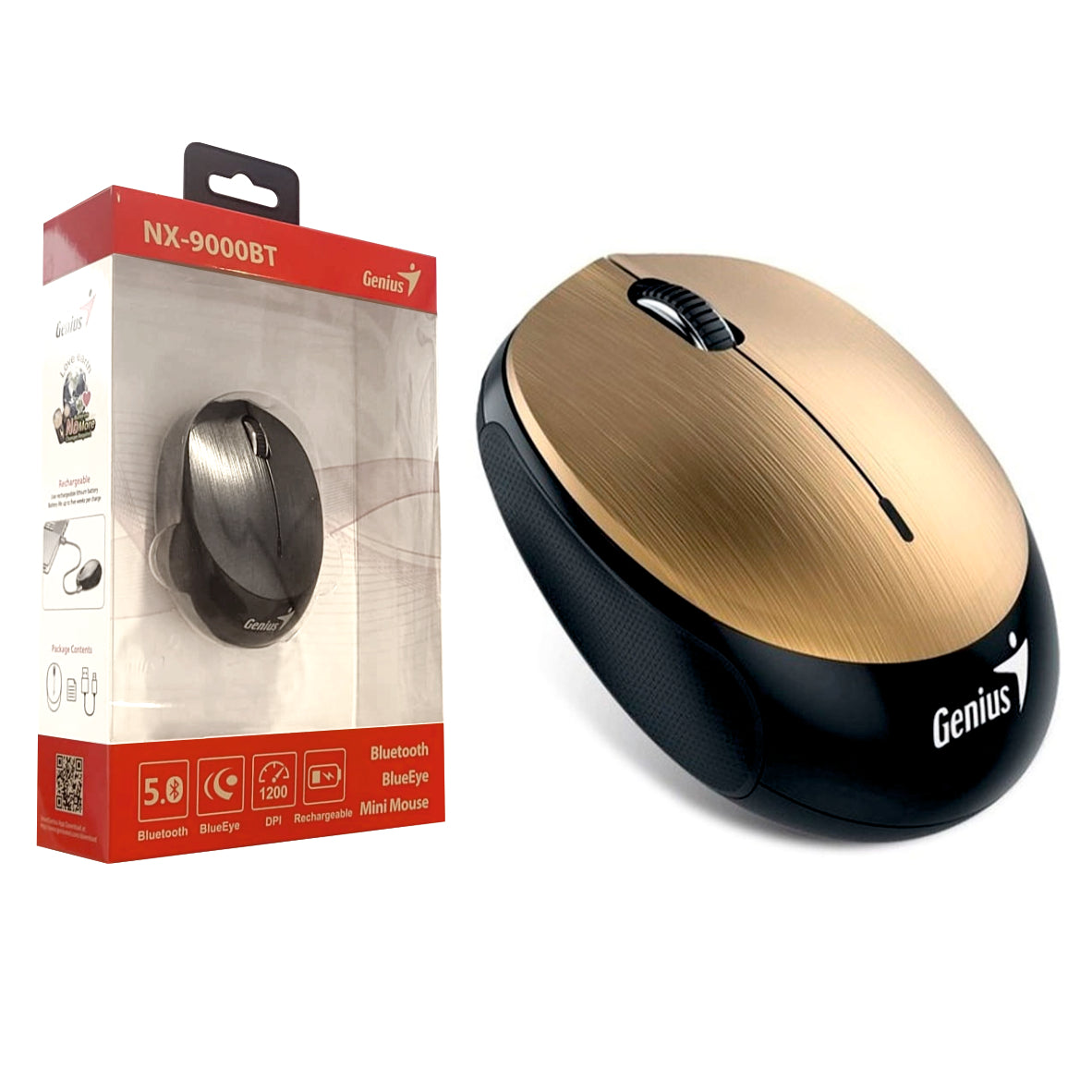 Mouse Genius NX-9000BT Bluetooth Recargable Dorado