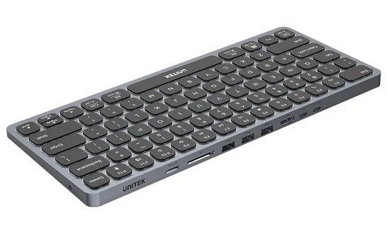 Teclado con HUB USB-C Unitek 9 en 1 PD 100W HDMI 4K