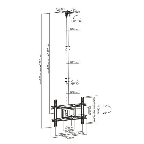 Soporte Techo Brateck PLB-CE1046-01 para TV hasta 80"