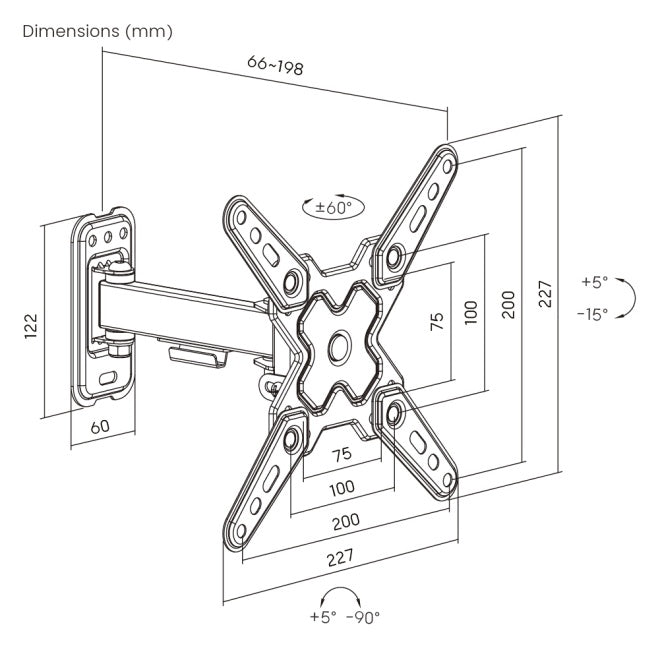 Soporte de pared Brateck Full-Motion para TV hasta 43''