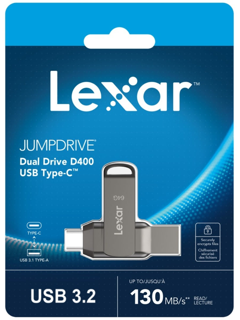 Pendrive Lexar JumpDrive D400 64GB USB 3.2 Dual