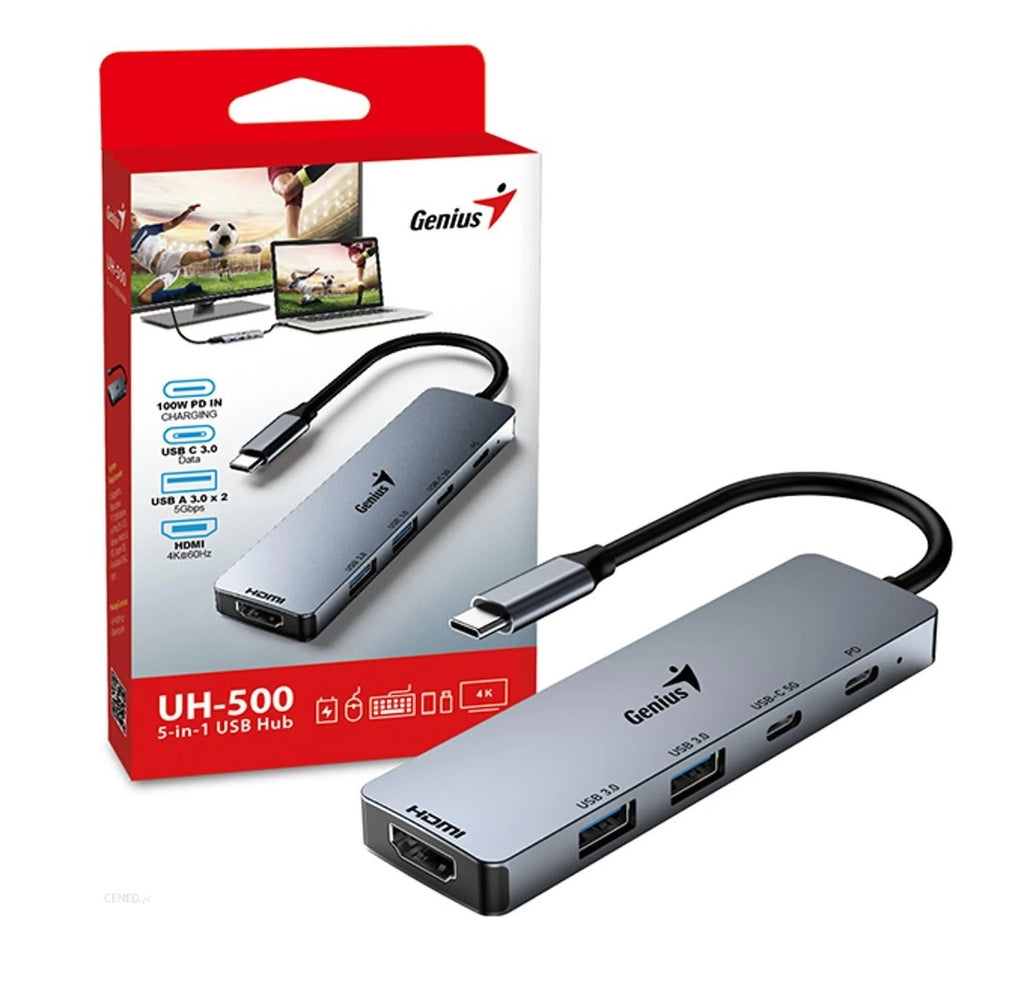 Hub Genius USB-C a USB-A USB-C y HDMI UH-500