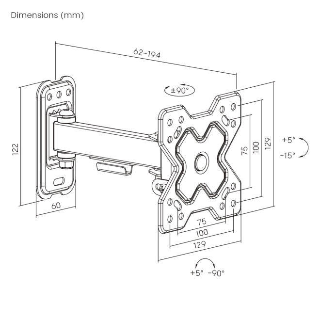 Soporte de pared Brateck Full-Motion para TV hasta 32''