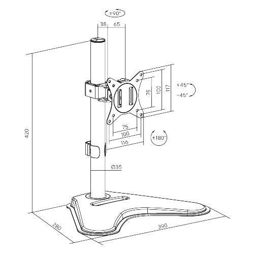 Soporte Monitor Brateck LDT66-T01 Base hasta 32"