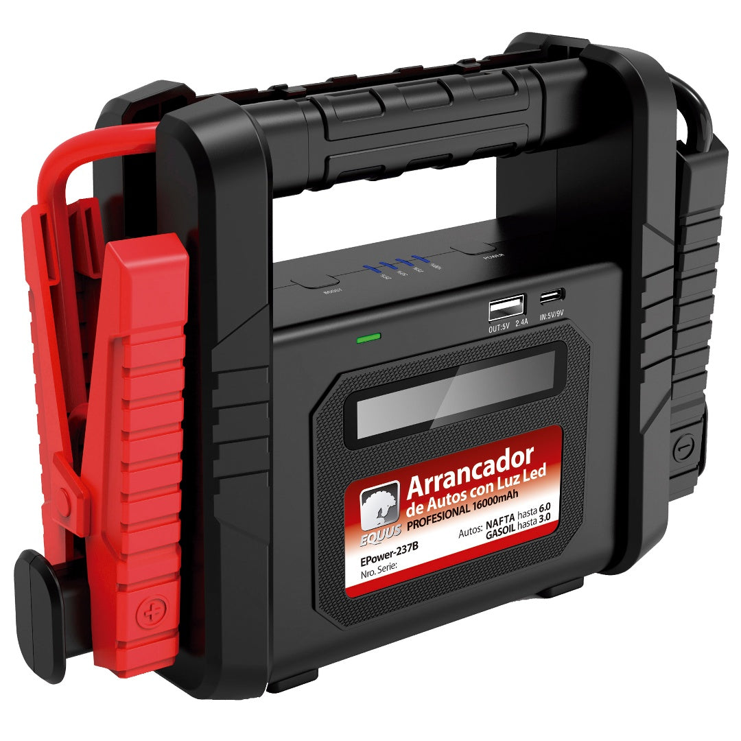 Arrancador Multifunción Portátil Jump Starter 16000mAh EQUUS Epower-237B