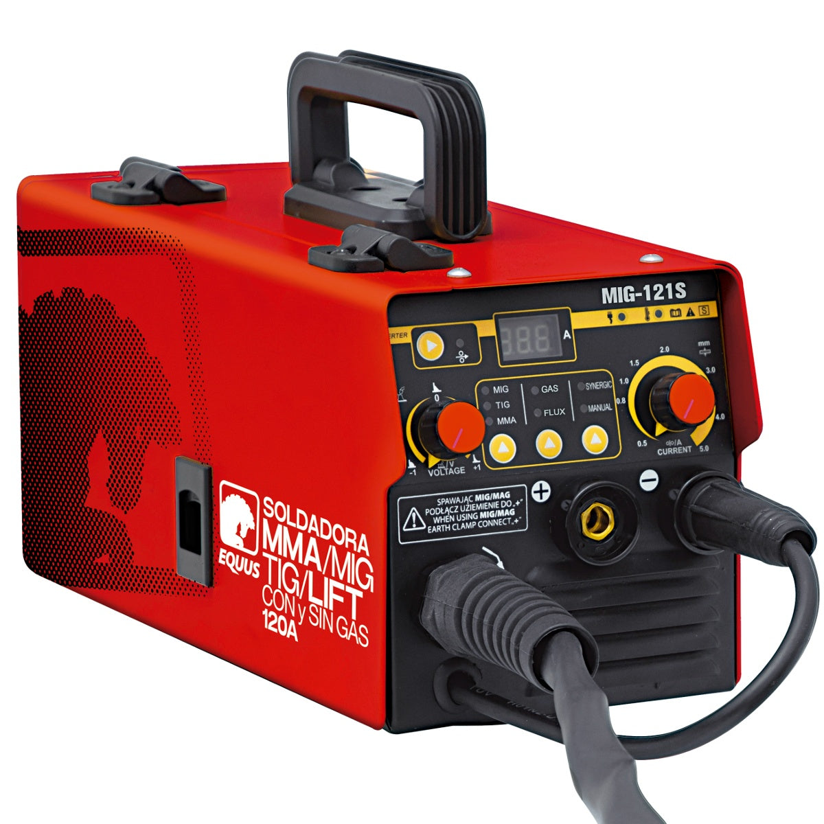 Soldadora Digital Equus IGBT 3 en 1 Flux MIG Con y Sin Gas /MMA/TIG LIFT 120 AMP