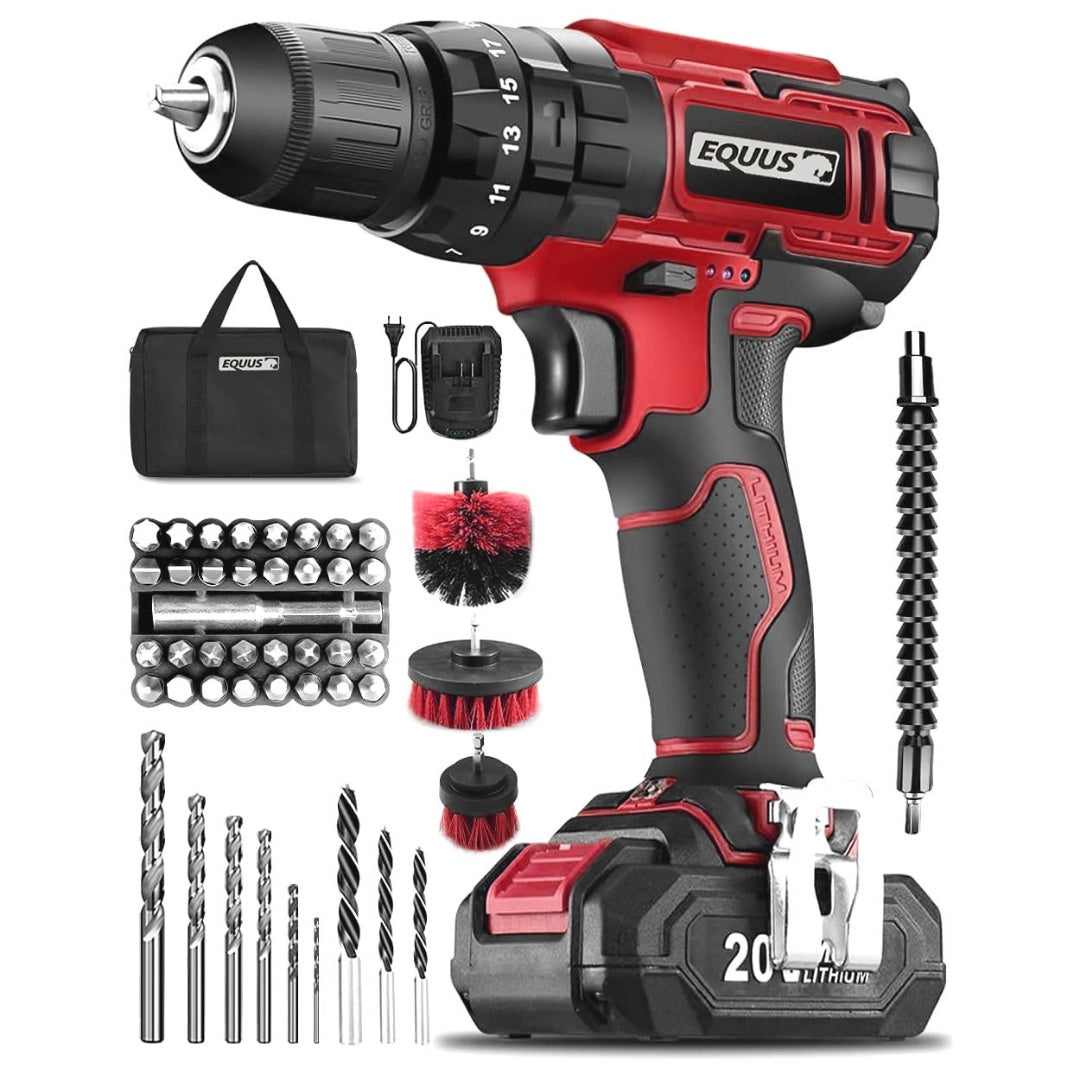 Taladro Atornillador Inalámbrico 20V Equus con Percutor / 1 batería y bolso